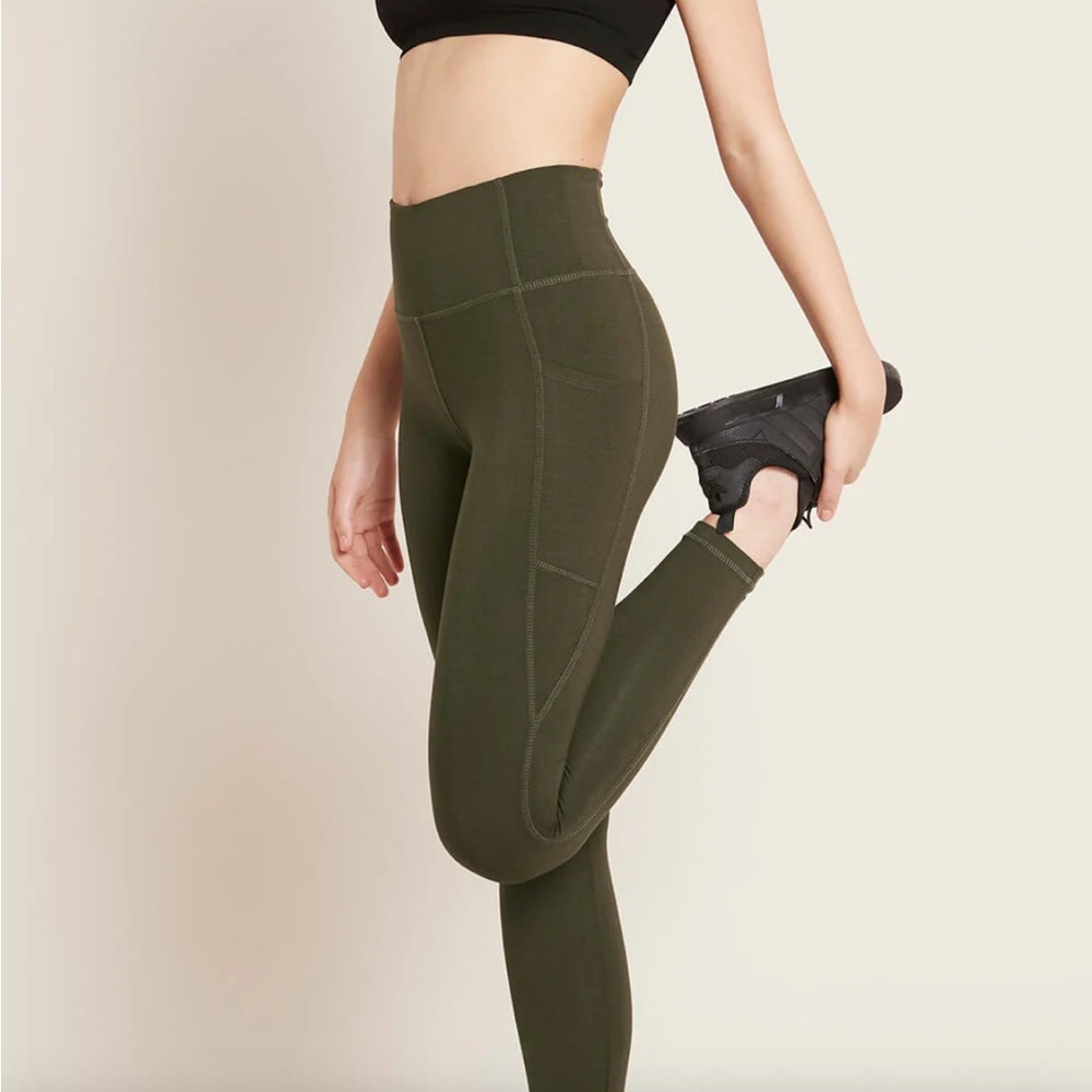 Boody bamboo sustainable Olive High-Waisted Leggings XS pockets